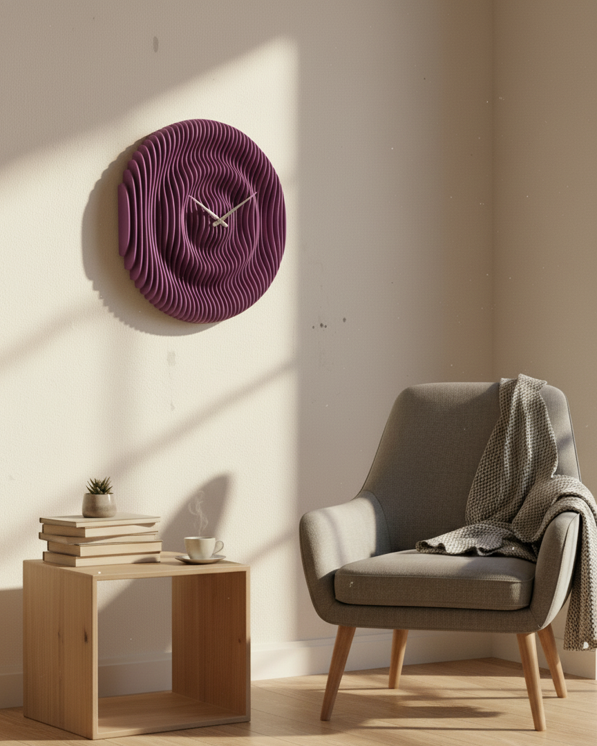 Parametrik Ahşap Duvar Saati - Modern 3D Katmanlı El Yapımı Saat