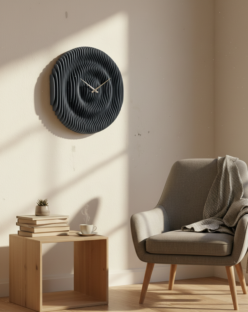 Parametrik Ahşap Duvar Saati - Modern 3D Katmanlı El Yapımı Saat