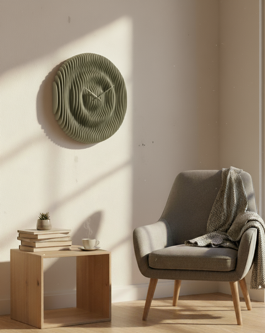 Parametrik Ahşap Duvar Saati - Modern 3D Katmanlı El Yapımı Saat