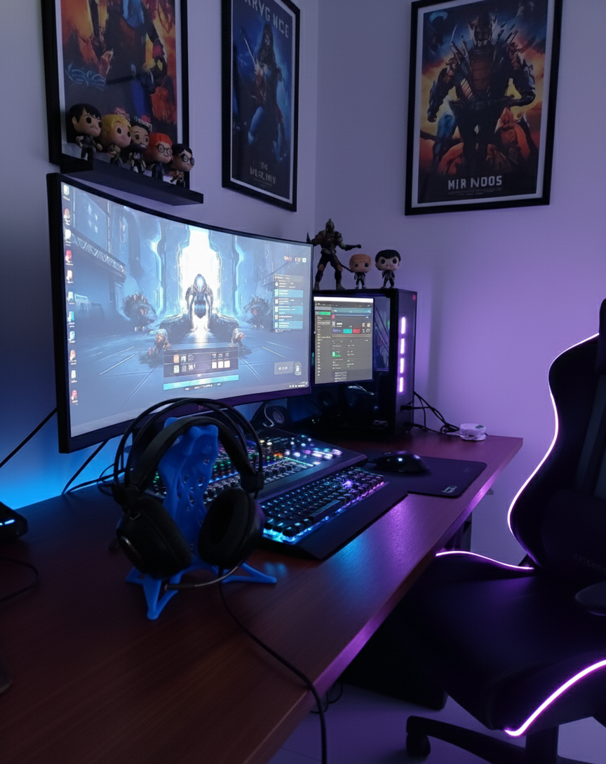 Exoskeleton Tasarımlı 3D Baskı Kulaklık Standı – Masaüstü Düzenleyici