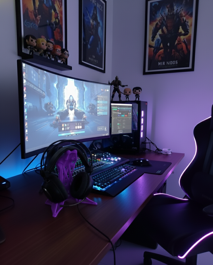 Exoskeleton Tasarımlı 3D Baskı Kulaklık Standı – Masaüstü Düzenleyici