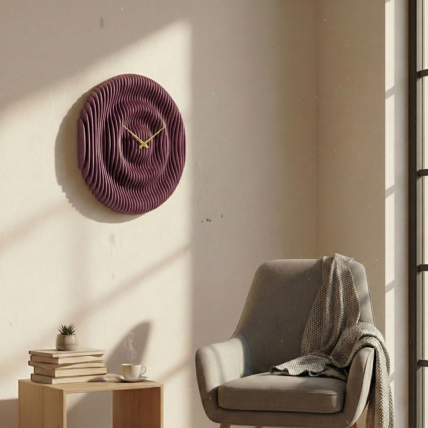 Parametrik Ahşap Duvar Saati - Modern 3D Katmanlı El Yapımı Saat