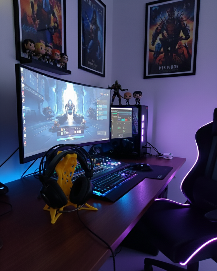 Exoskeleton Tasarımlı 3D Baskı Kulaklık Standı – Masaüstü Düzenleyici