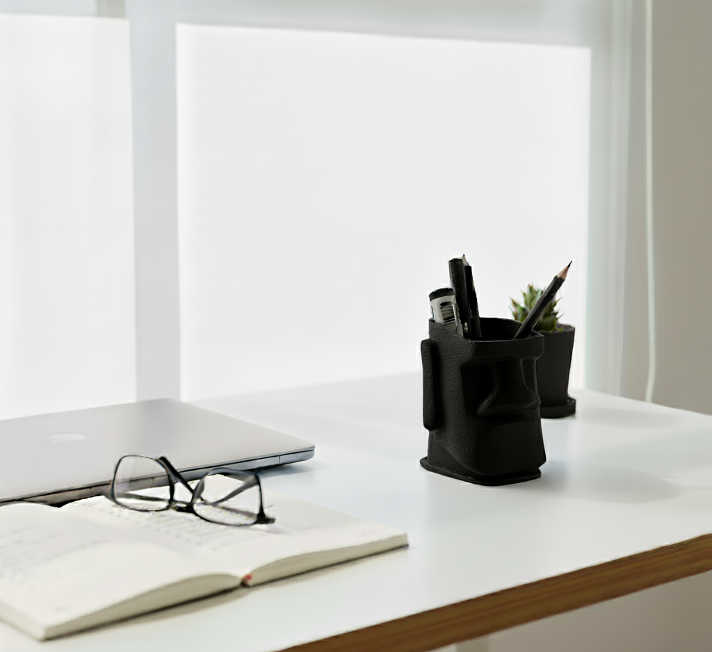 Moai Kafası Kalemlik – Masa Düzenleyici - Benzersiz Ofis Dekoru