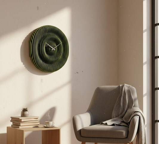 Parametrik Ahşap Duvar Saati - Modern 3D Katmanlı El Yapımı Saat