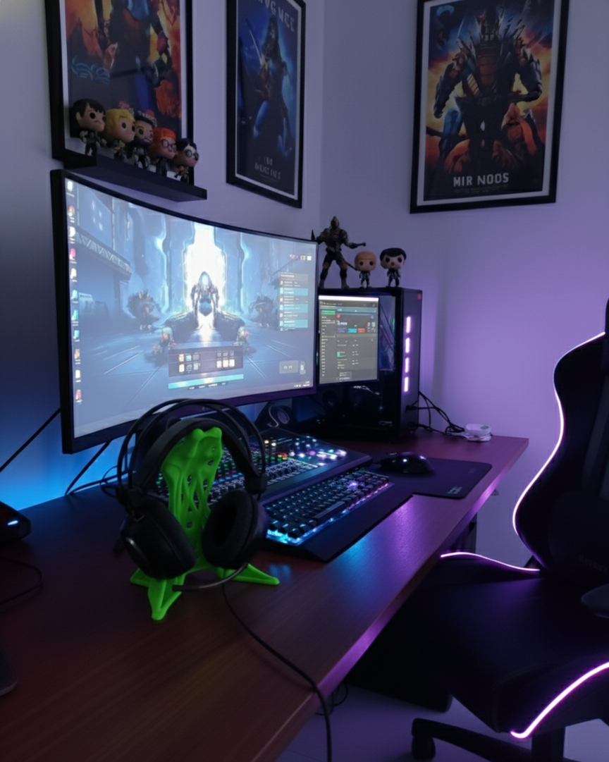 Exoskeleton Tasarımlı 3D Baskı Kulaklık Standı – Masaüstü Düzenleyici