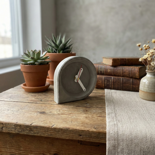 El Yapımı Beton Masa Saati – Minimal Modern Dekoratif Saat