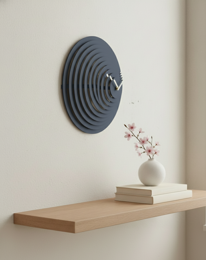 3D Baskı Destekli Modern Duvar Saati – Katmanlı Minimal Tasarım / El Yapımı Dekoratif Saat