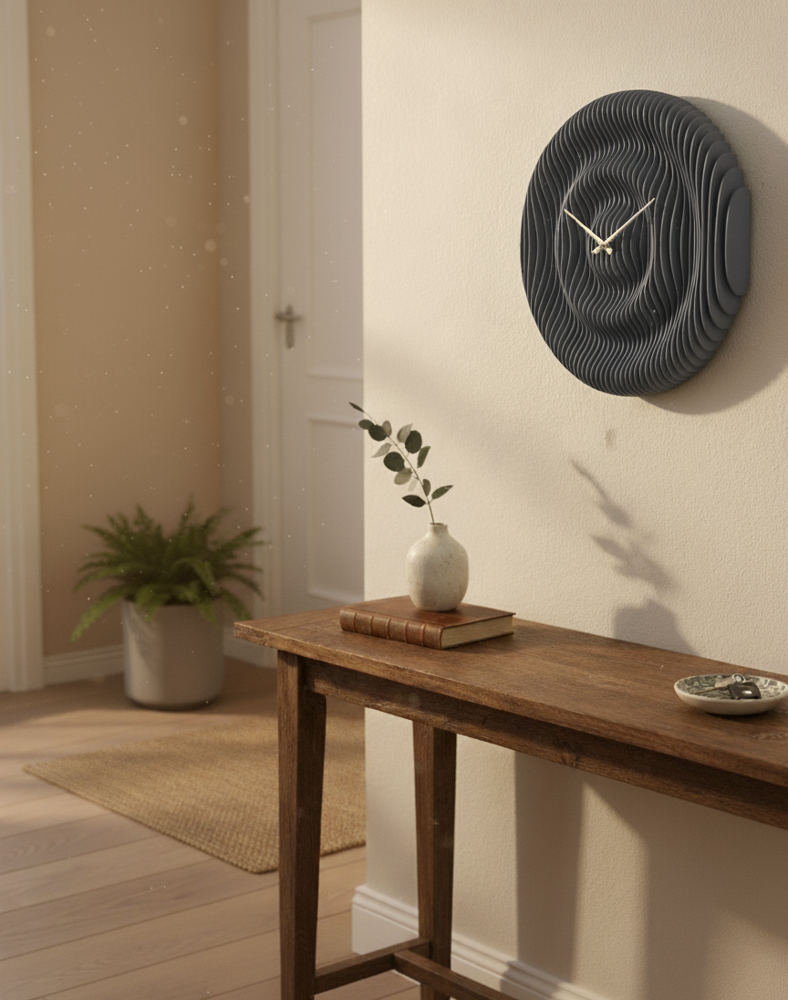 Parametrik Ahşap Duvar Saati - Modern 3D Katmanlı El Yapımı Saat