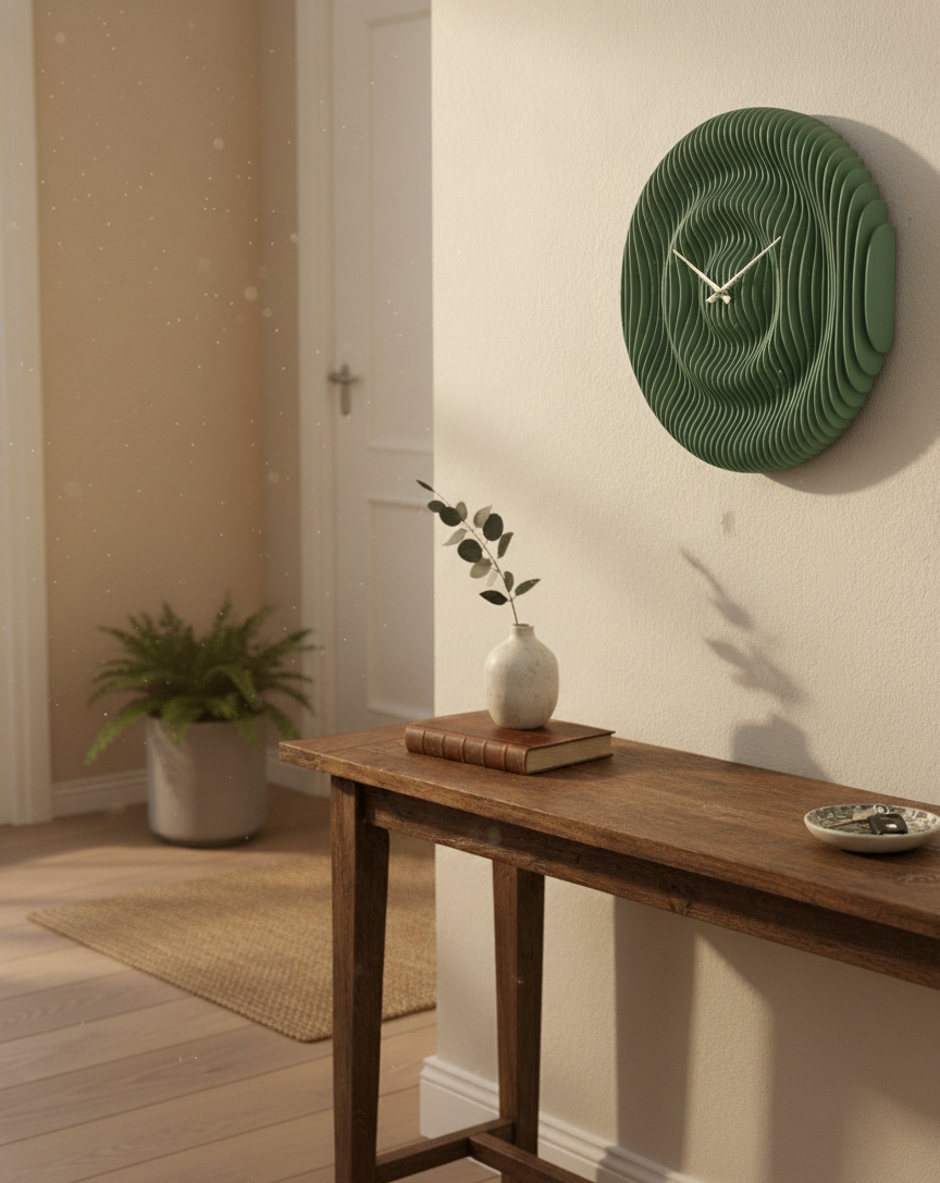 Parametrik Ahşap Duvar Saati - Modern 3D Katmanlı El Yapımı Saat