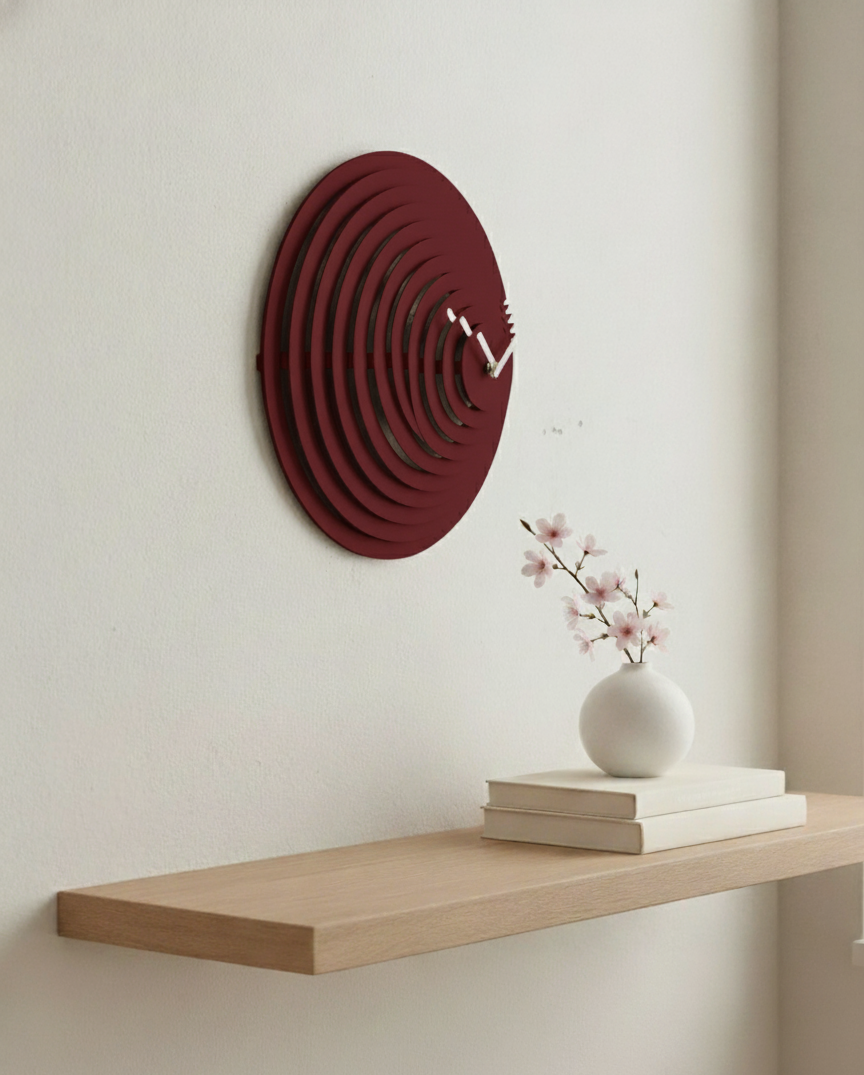 3D Baskı Destekli Modern Duvar Saati – Katmanlı Minimal Tasarım / El Yapımı Dekoratif Saat