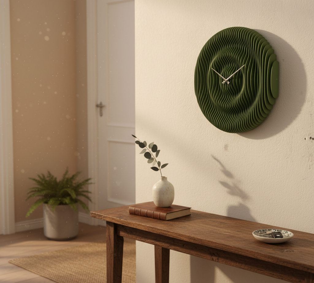 Parametrik Ahşap Duvar Saati - Modern 3D Katmanlı El Yapımı Saat