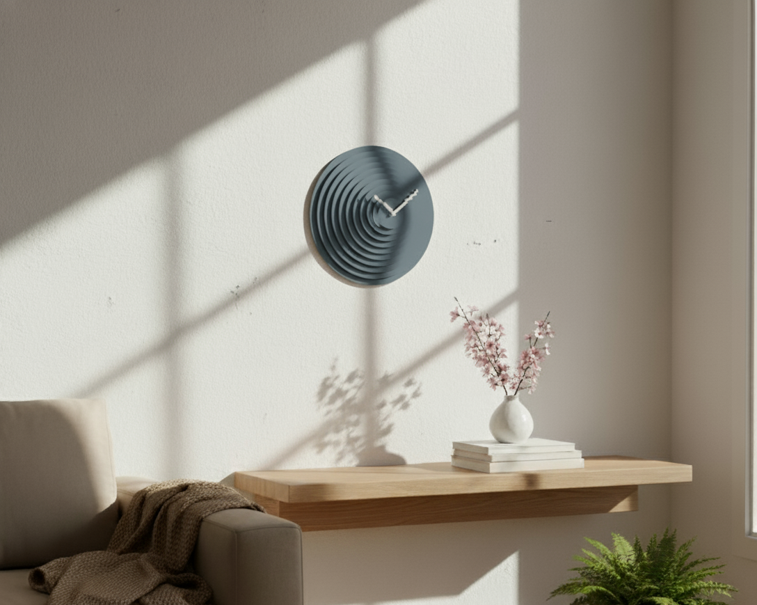 3D Baskı Destekli Modern Duvar Saati – Katmanlı Minimal Tasarım / El Yapımı Dekoratif Saat