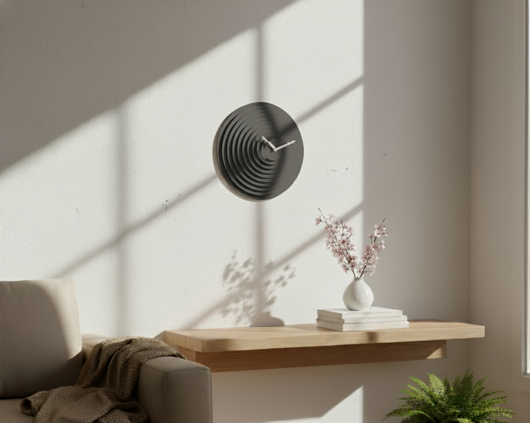 3D Baskı Destekli Modern Duvar Saati – Katmanlı Minimal Tasarım / El Yapımı Dekoratif Saat