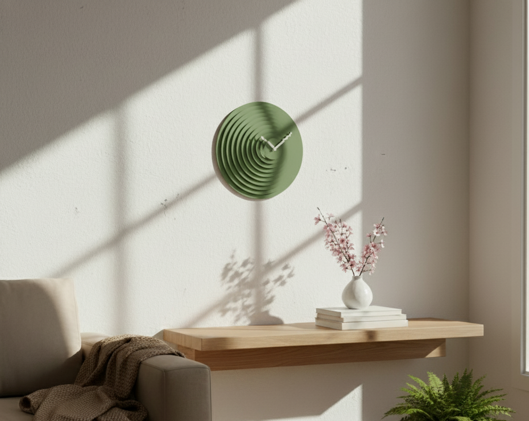 3D Baskı Destekli Modern Duvar Saati – Katmanlı Minimal Tasarım / El Yapımı Dekoratif Saat