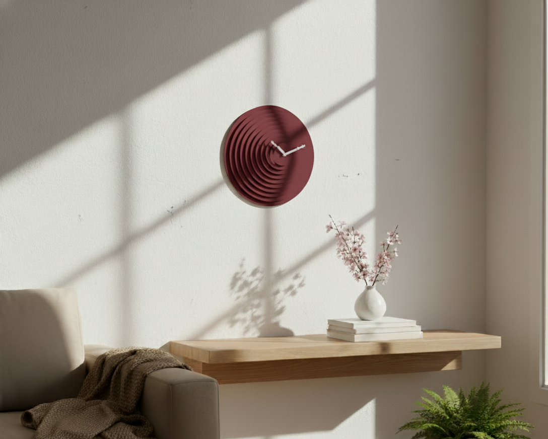 3D Baskı Destekli Modern Duvar Saati – Katmanlı Minimal Tasarım / El Yapımı Dekoratif Saat