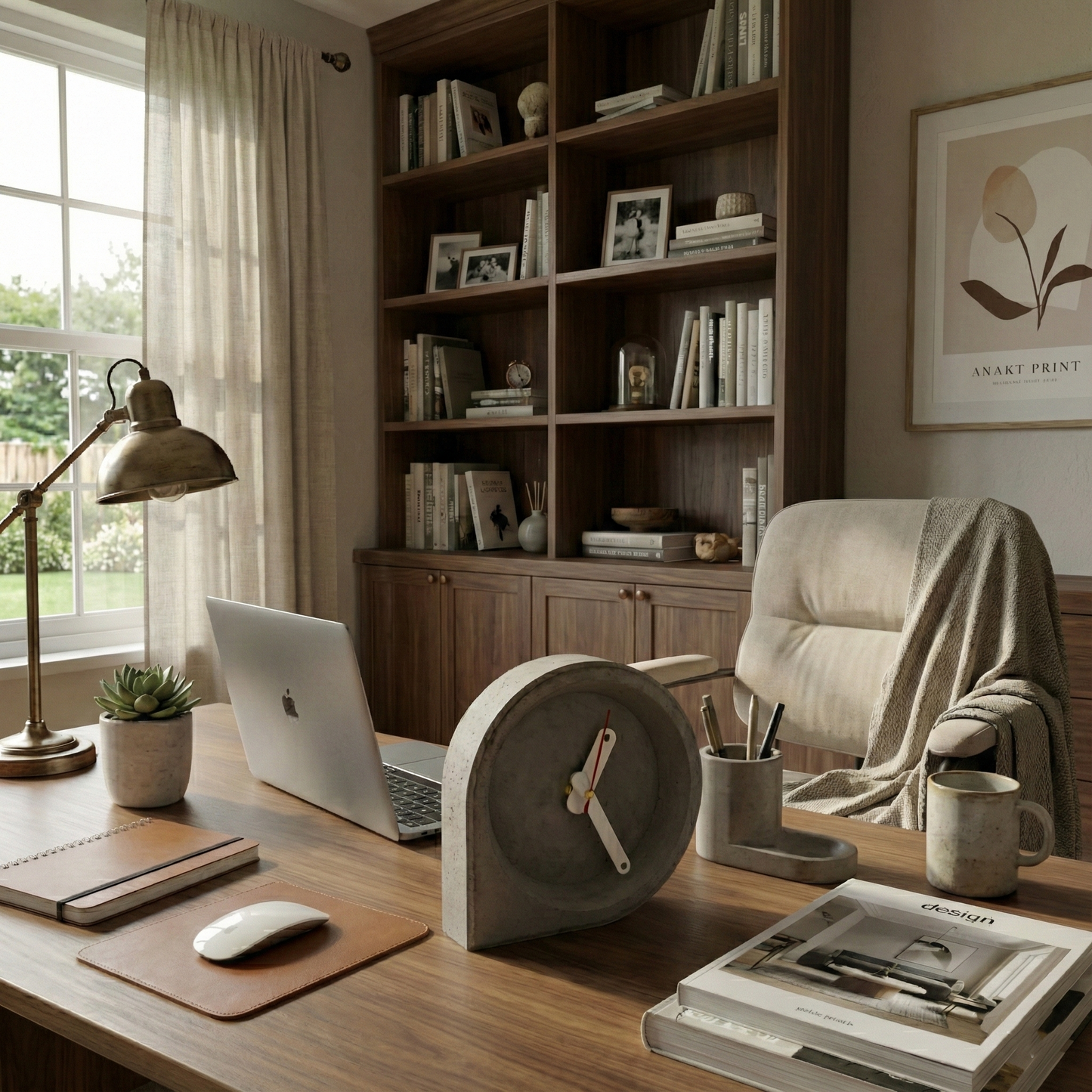 El Yapımı Beton Masa Saati – Minimal Modern Dekoratif Saat