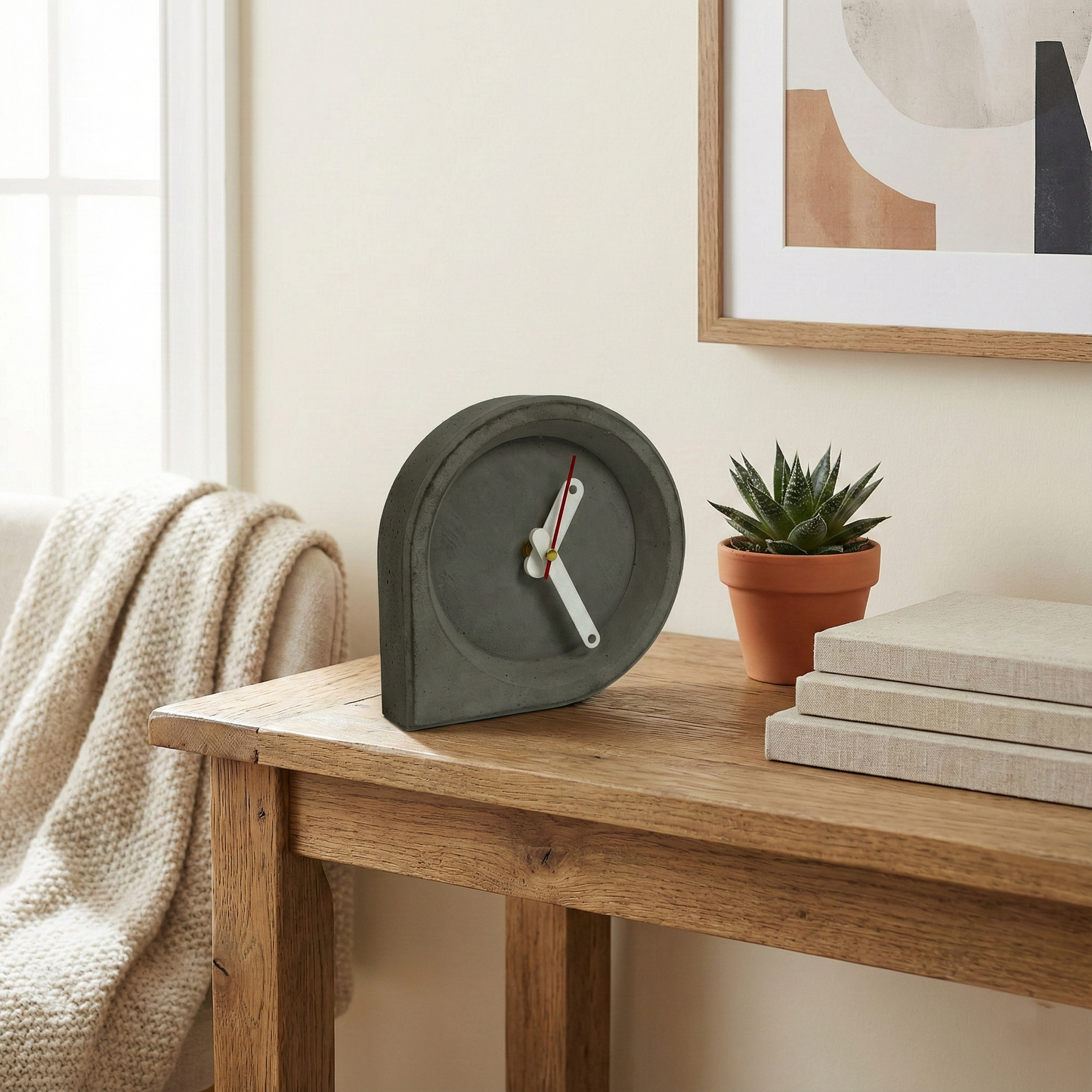 El Yapımı Beton Masa Saati – Minimal Modern Dekoratif Saat