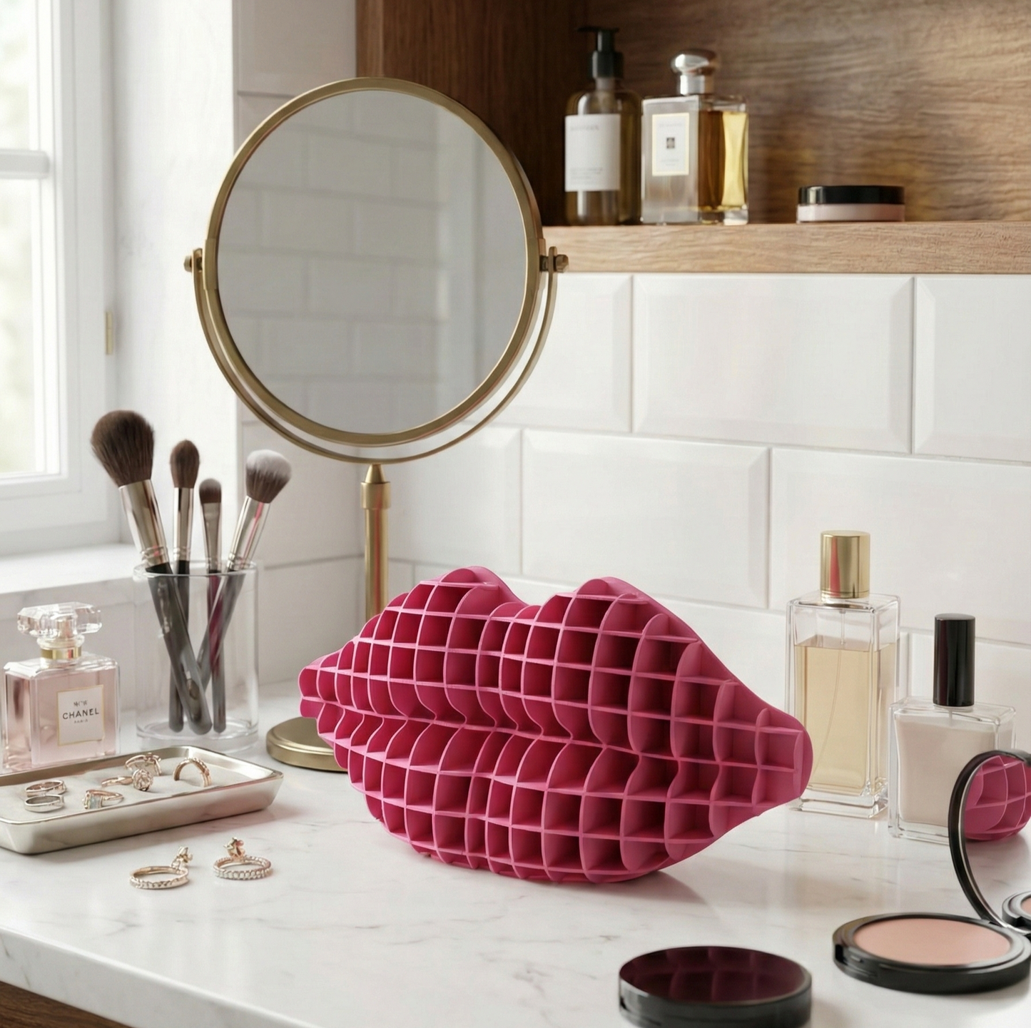 Modern Dekoratif Dudak | Estetik Makyaj Masası Düzenleyici