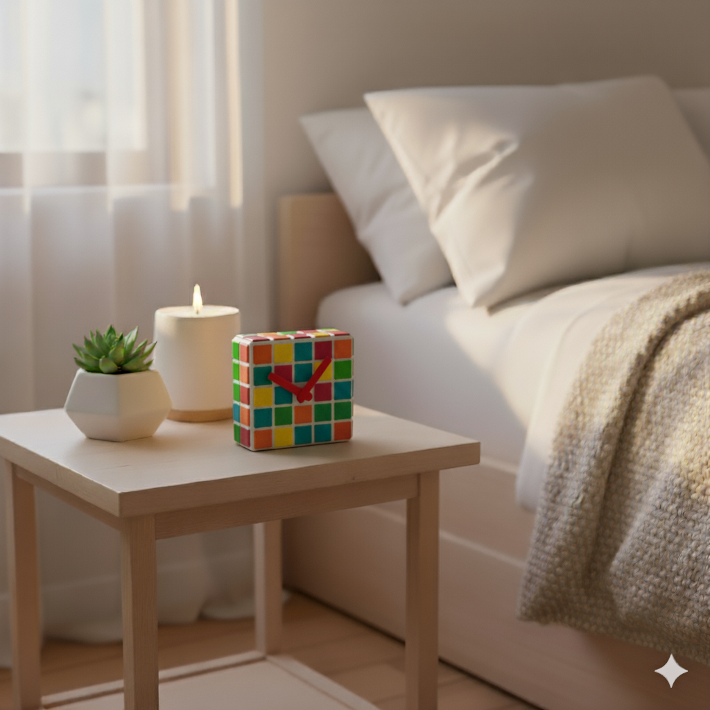 El Yapımı Mozaik Masa Saati - Dekoratif Saat