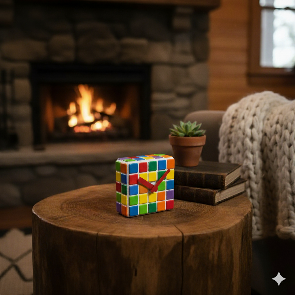 El Yapımı Mozaik Masa Saati - Dekoratif Saat