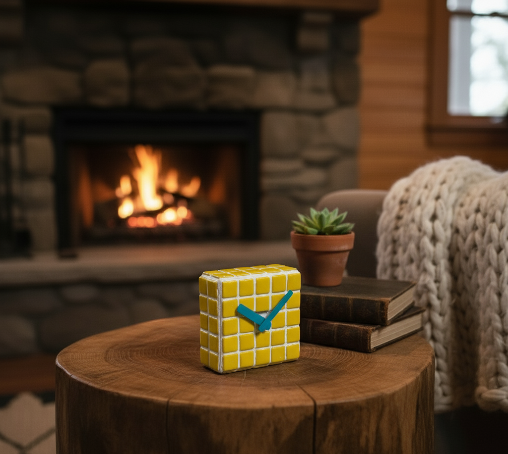 El Yapımı Mozaik Masa Saati - Dekoratif Saat