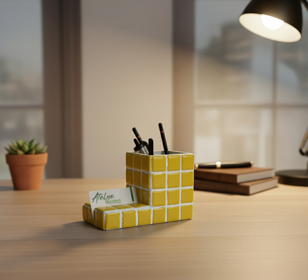 El Yapımı Mozaik Kalemlik – Masaüstü Dekoratif Kalemlik