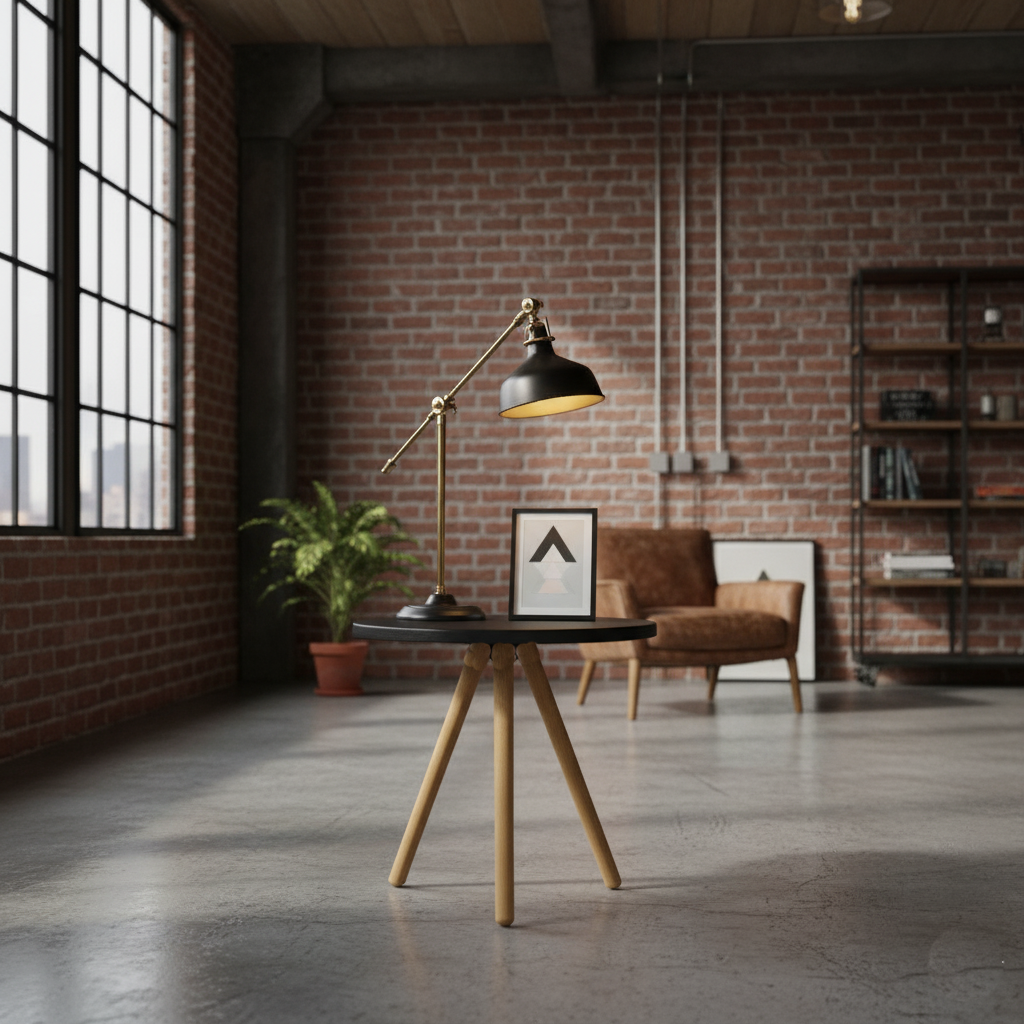 Metal Üstlü Kayın Ayaklı Minimal Sehpa