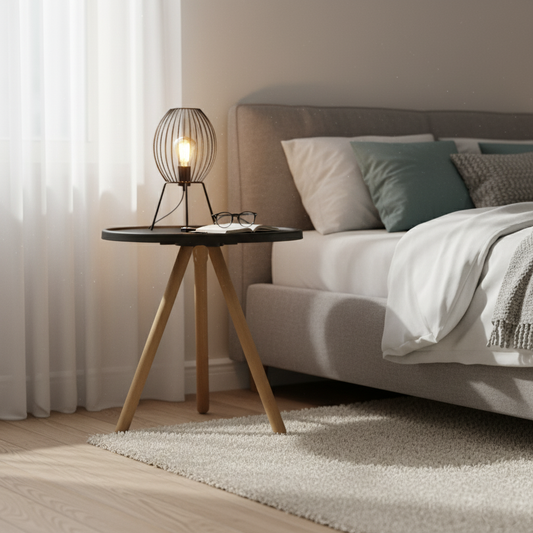 Metal Üstlü Kayın Ayaklı Minimal Sehpa