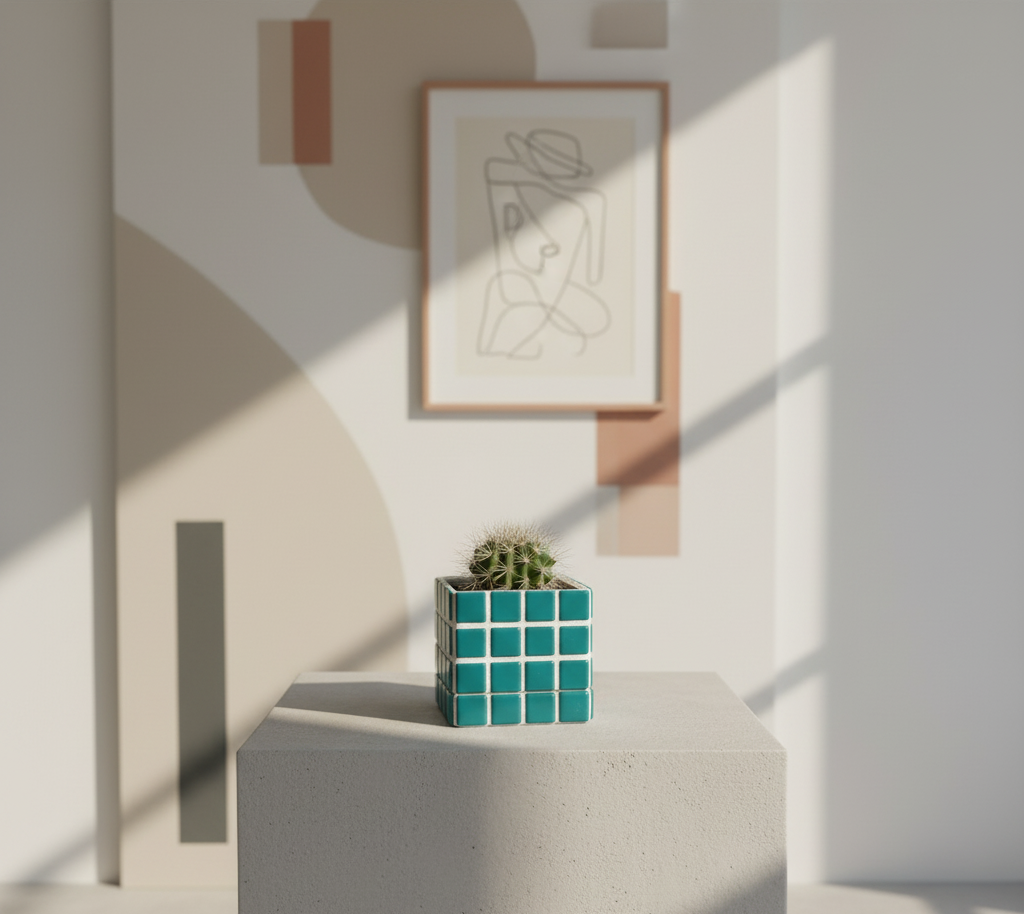 İkili El Yapımı Mozaik Saksı | Damlama Tepsisi