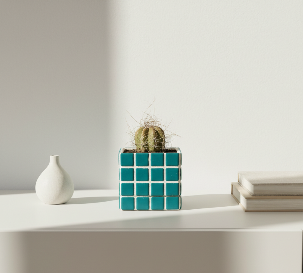 İkili El Yapımı Mozaik Saksı | Damlama Tepsisi