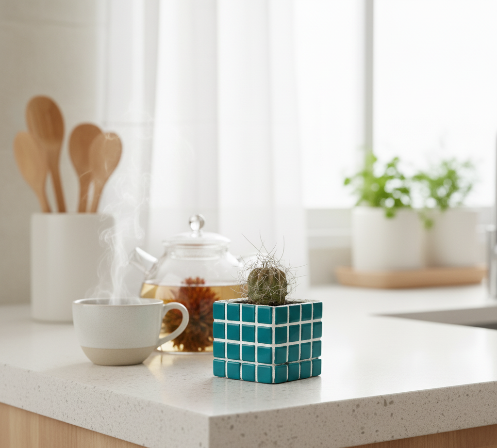 İkili El Yapımı Mozaik Saksı | Damlama Tepsisi