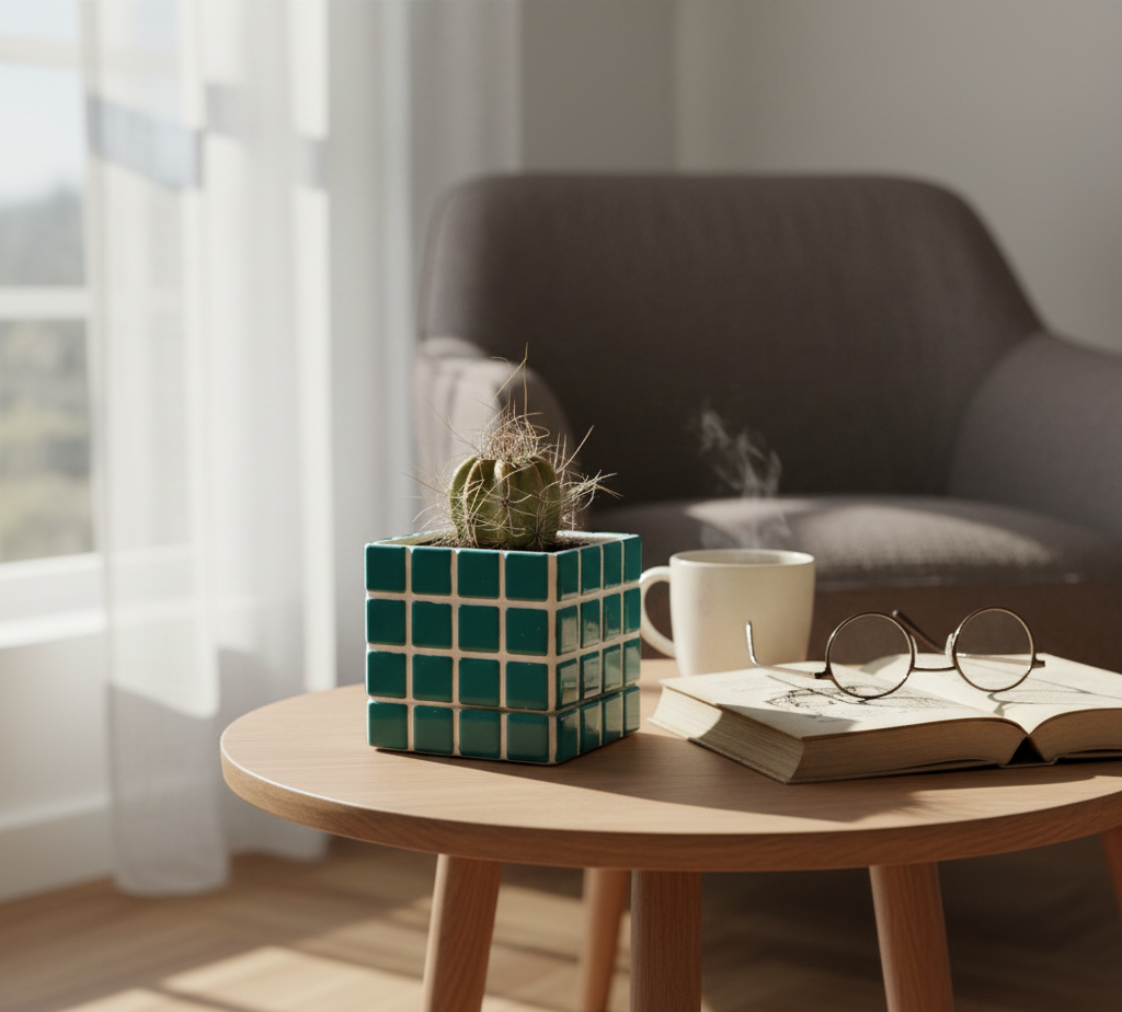 İkili El Yapımı Mozaik Saksı | Damlama Tepsisi