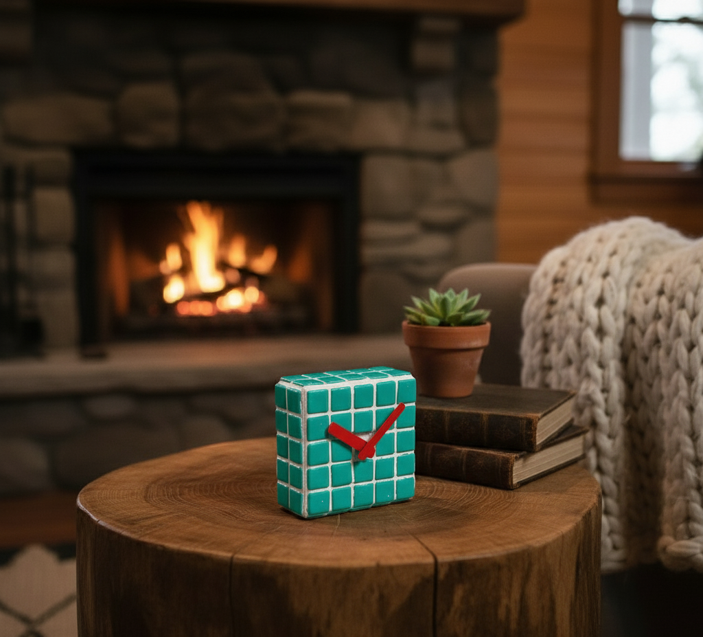 El Yapımı Mozaik Masa Saati - Dekoratif Saat