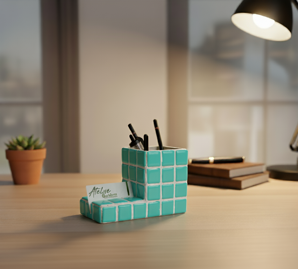 El Yapımı Mozaik Kalemlik – Masaüstü Dekoratif Kalemlik