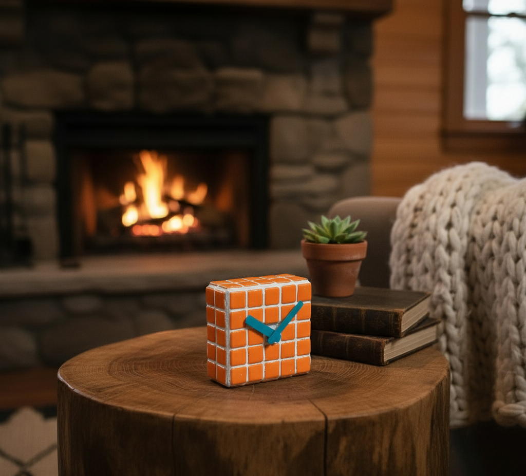 El Yapımı Mozaik Masa Saati - Dekoratif Saat