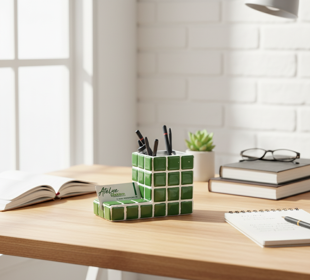 El Yapımı Mozaik Kalemlik – Masaüstü Dekoratif Kalemlik