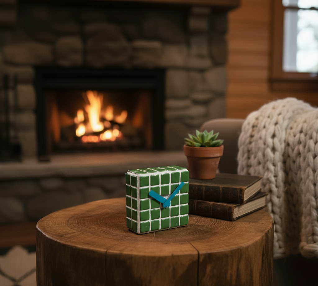 El Yapımı Mozaik Masa Saati - Dekoratif Saat