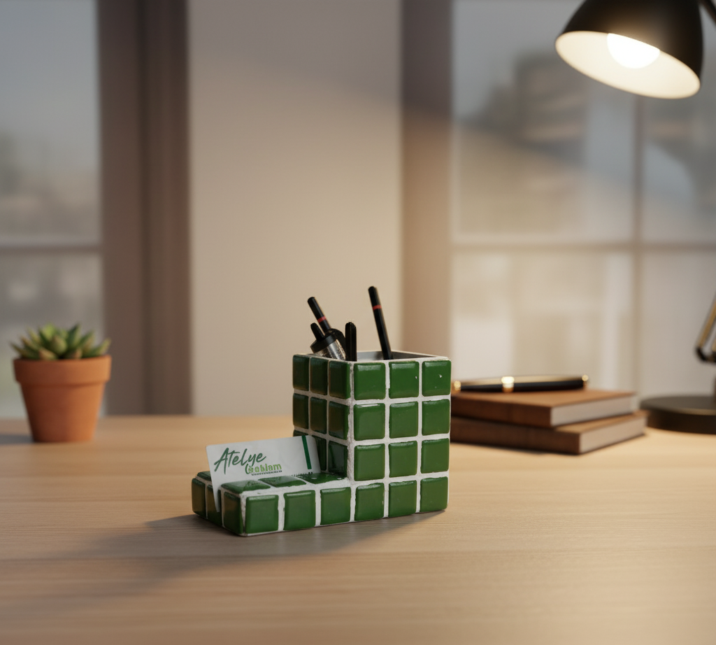 El Yapımı Mozaik Kalemlik – Masaüstü Dekoratif Kalemlik